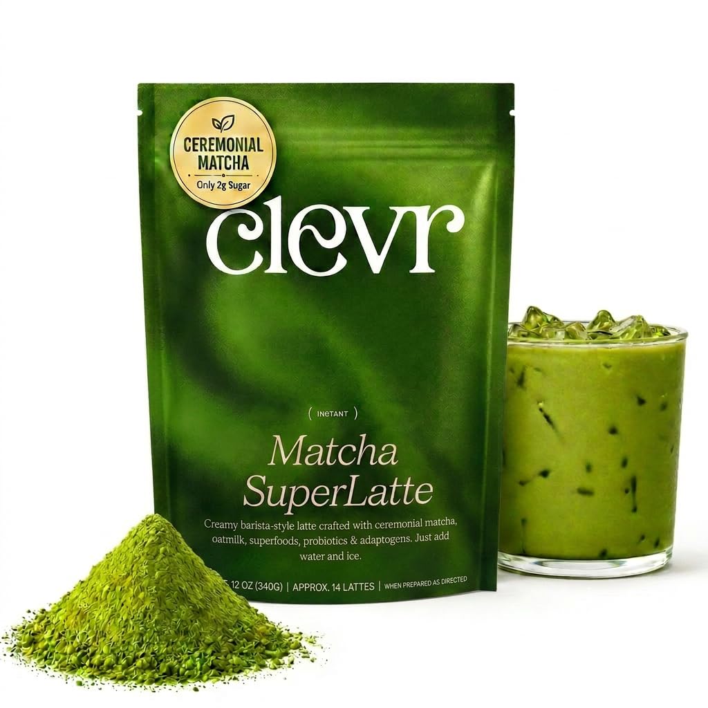 Clevr Turmeric Powder, Golden Milk Instant Latte Mix, Superfood Powder with Lions Mane, Reishi Mushroom, Organic Spices, Coconut Cream, Ashwagandha, Serve Hot or Iced, (14 Lattes)