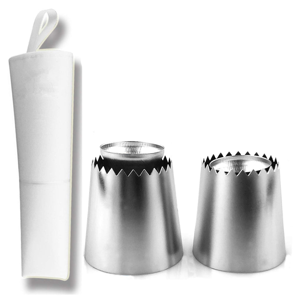 FantasyDay Cake Decorating Set, 2 Pieces Stainless Steel Icing Piping Nozzles Tips Kit with Reusable Piping Bag - Christmas Birthdays Anniversary Wedding Cakes Cookies Dessert Pastry DIY Making Tools