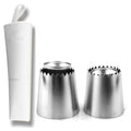FantasyDay Cake Decorating Set, 2 Pieces Stainless Steel Icing Piping Nozzles Tips Kit with Reusable Piping Bag - Christmas Birthdays Anniversary Wedding Cakes Cookies Dessert Pastry DIY Making Tools