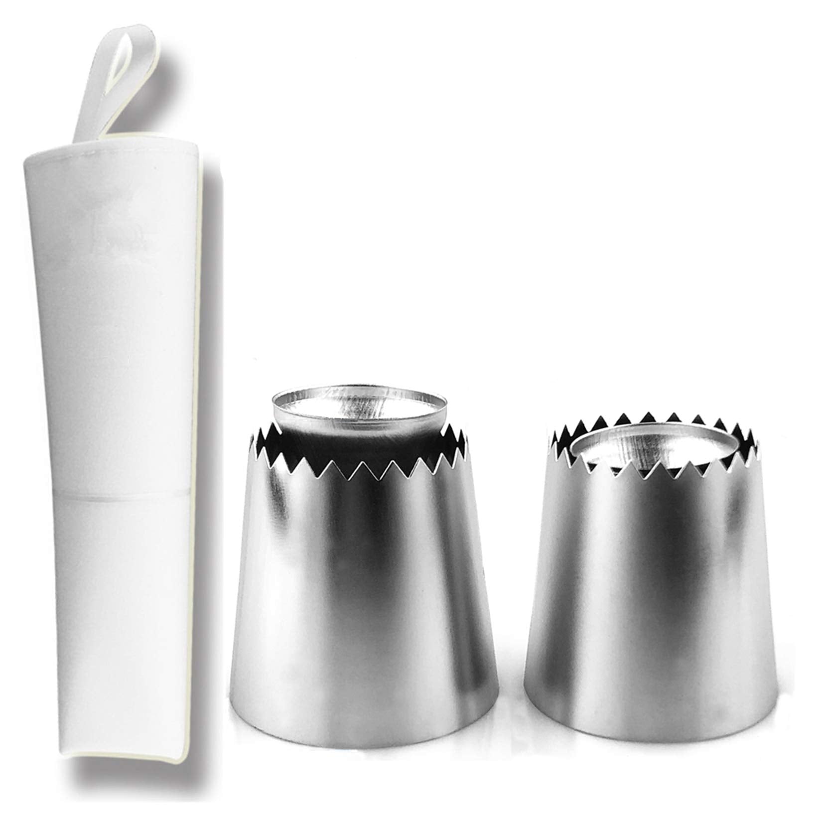 FantasyDay Cake Decorating Set, 2 Pieces Stainless Steel Icing Piping Nozzles Tips Kit with Reusable Piping Bag - Christmas Birthdays Anniversary Wedding Cakes Cookies Dessert Pastry DIY Making Tools
