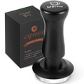 MEION Espresso Tamper 58.5mm Coffee Tamper, Calibrated Dual Spring Loaded Barista Tamper with Stainless Steel Base, Comes with aluminum storage pad (58.5MM, Black)