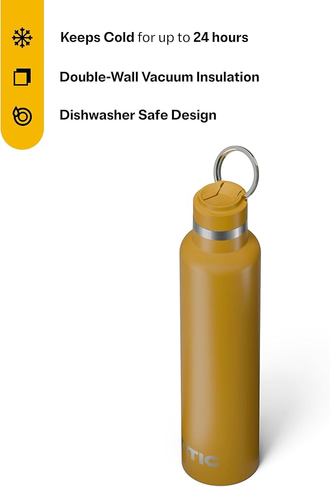 RTIC 26oz Journey Bottle Metal Stainless Steel Vacuum Insulated, BPA Free, Reusable, for Water, Hot and Cold Drinks, Travel, Sports, Camping, Harvest