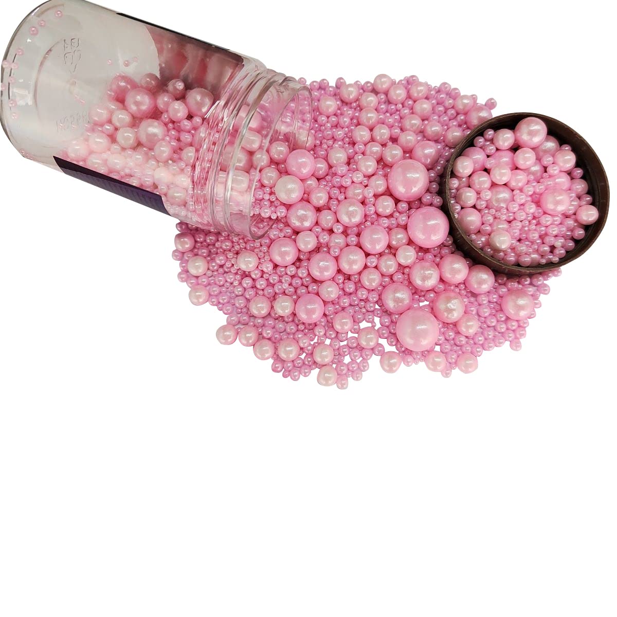 Edible White Pink Sugar Pearls Candy Sprinkles 120G/ 4.23Ounce Baking Cake Sprinkles Cupcake and Cake Topper Cookie Decorations Wedding Party Valentines Halloween Christmas Supplies