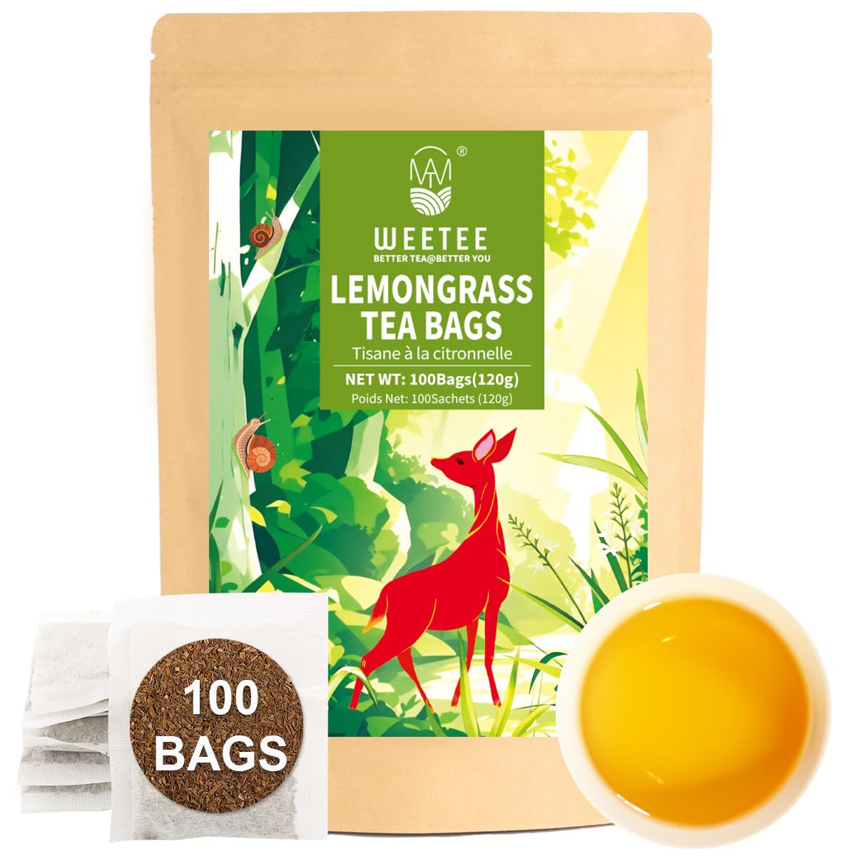 WT WEETEE Chamomile Lavender Tea Bags 100ct, Caffeine-free Tea for Bedtime