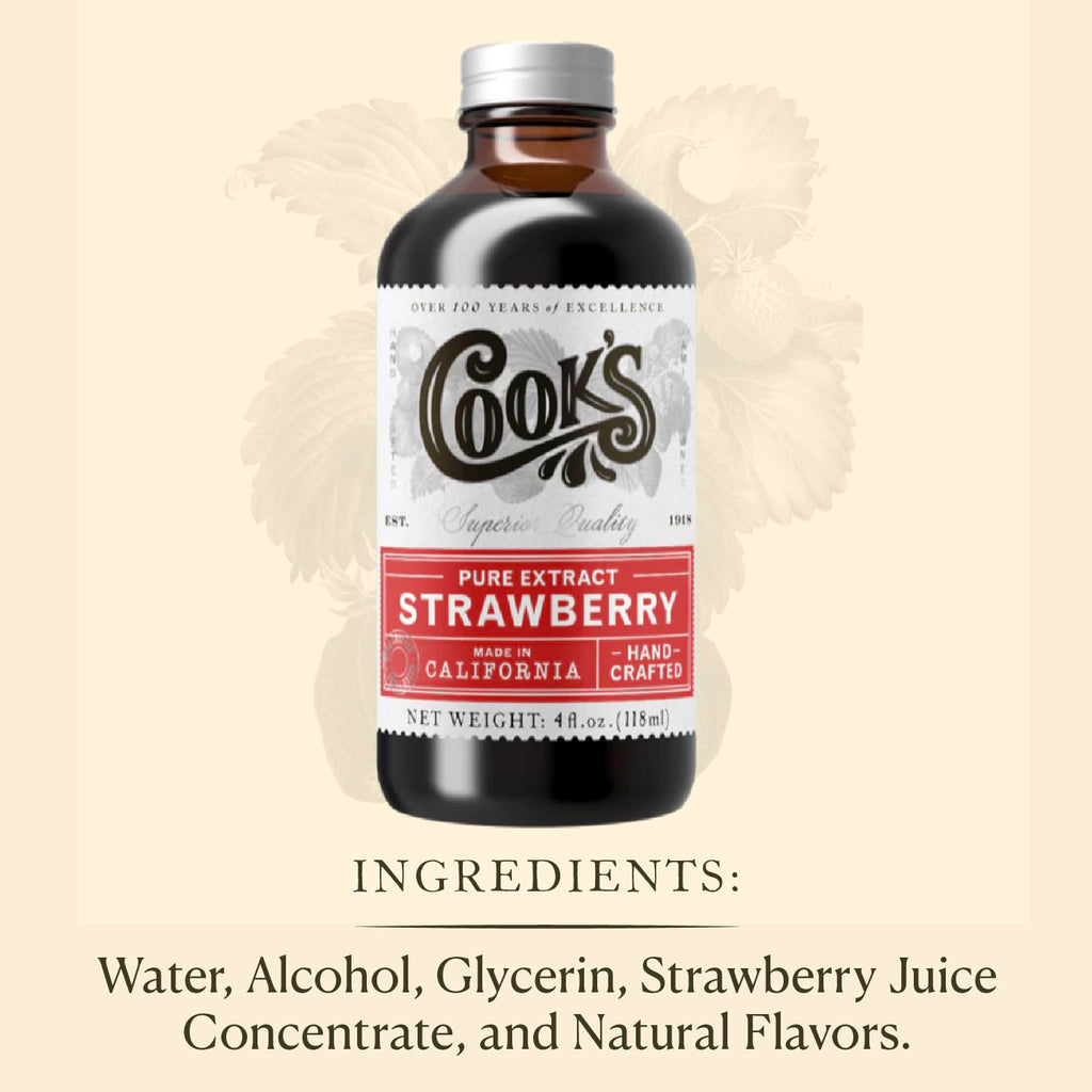 Cook's Strawberry Extract for Baking, Preserves, Syrup & Cakes, 8 oz