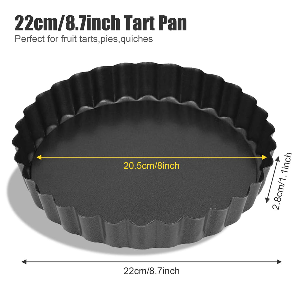 Mooisco Tart Pan Removable Bottom 8 Inch Tart Pans Round Nonstick Quiche Pan Carbon Steel Quiche Baking Dish with Fluted Edges Fruit Tart Molds for Baking Pie Mold Pizza Chiffon Cake Dessert