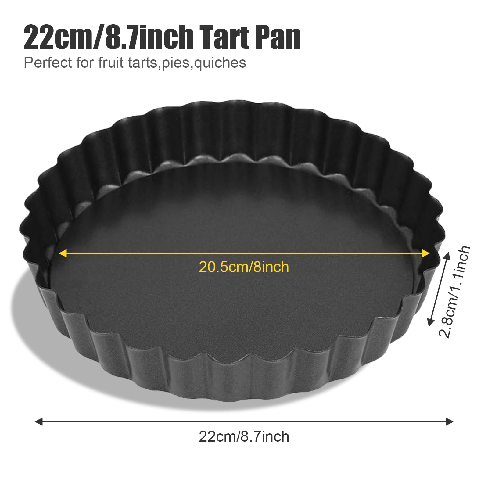 Mooisco Tart Pan Removable Bottom 8 Inch Tart Pans Round Nonstick Quiche Pan Carbon Steel Quiche Baking Dish with Fluted Edges Fruit Tart Molds for Baking Pie Mold Pizza Chiffon Cake Dessert