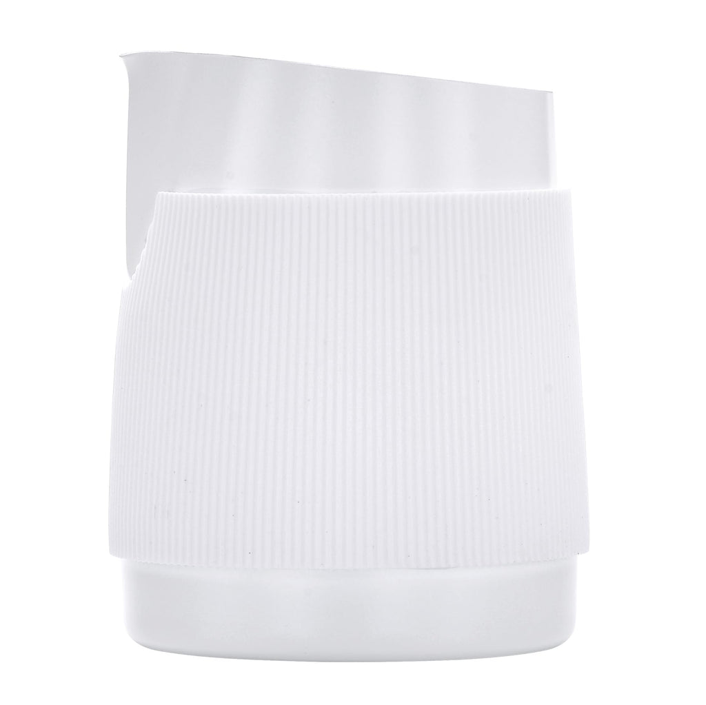 Normcore Handleless Milk Pitcher with Sharp Spout, 18/8 Stainless Steel Milk Frothing Jug, Coffee Latte Frothing Pitcher, Non-stick coating White, 20.3 oz (600 ml)