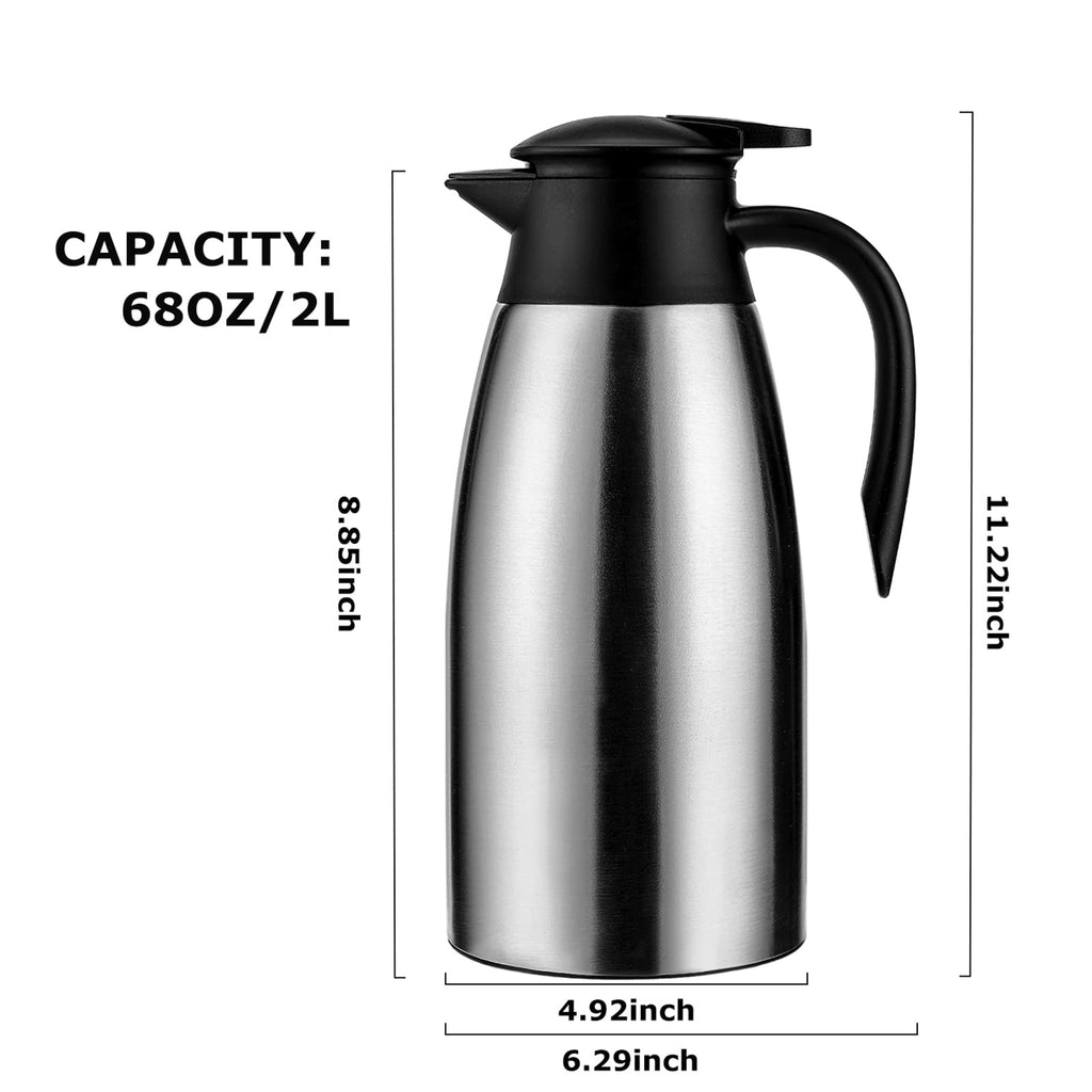 6 sets 70 oz Thermal Coffee Carafe for keeping hot, Carafe for hot liquid, Airpot Insulated Stainless Steel Vacuum Thermal Pot for Coffee, Hot Water,Keep Hot 12 Hours (4silver)