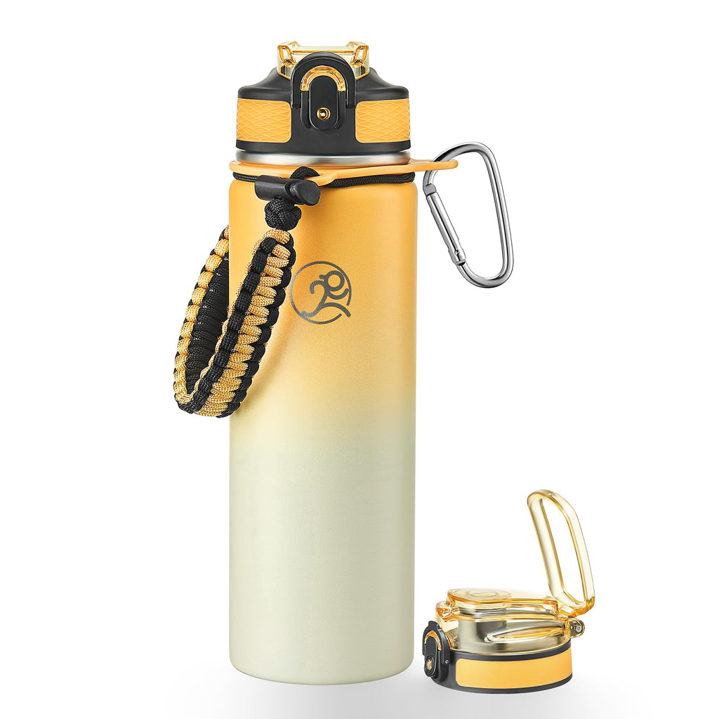 GOSWAG 24oz Insulated Stainless Steel Travel Water Bottle, 2 Lids