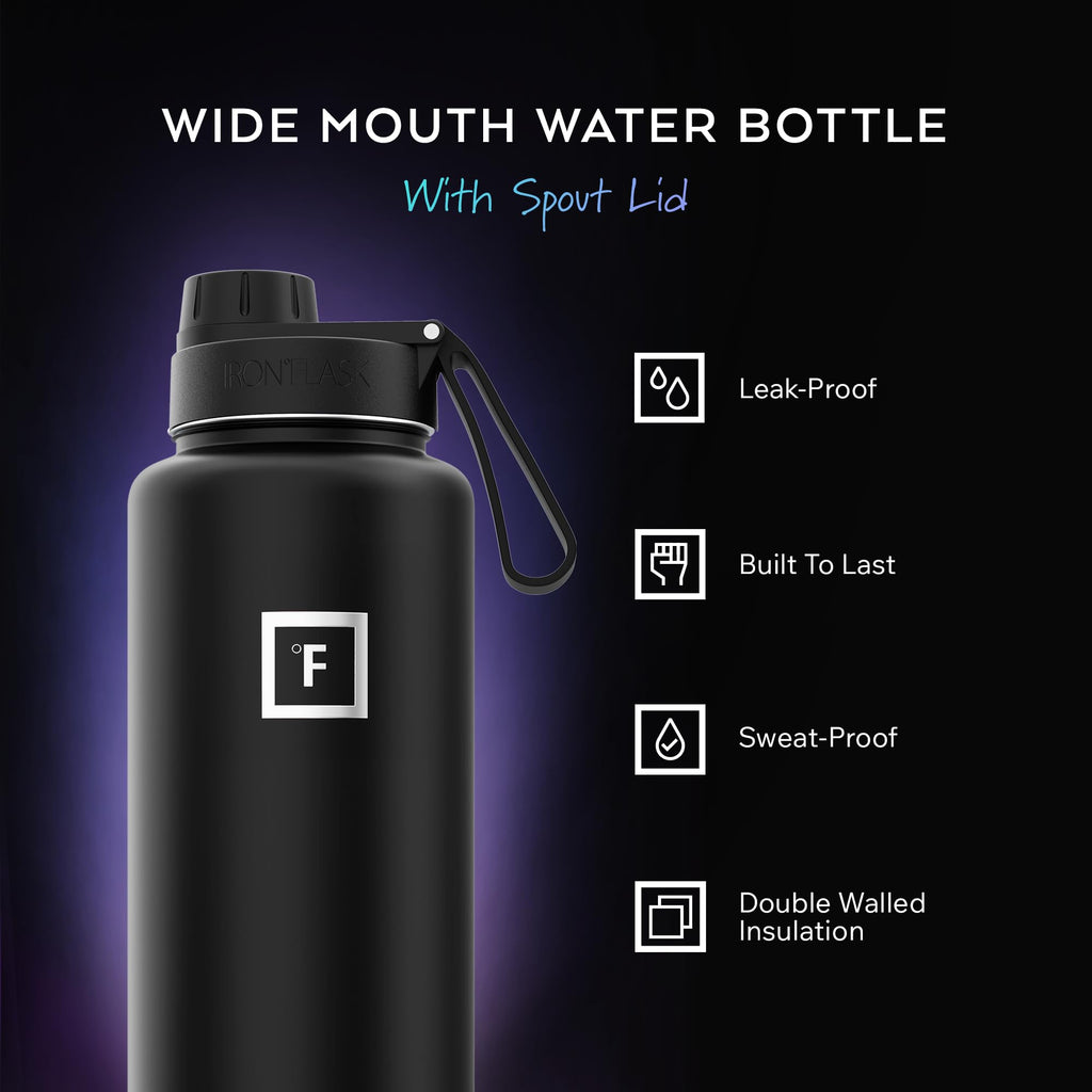 IRON °FLASK 40 oz Wide Mouth Water Bottle with Spout