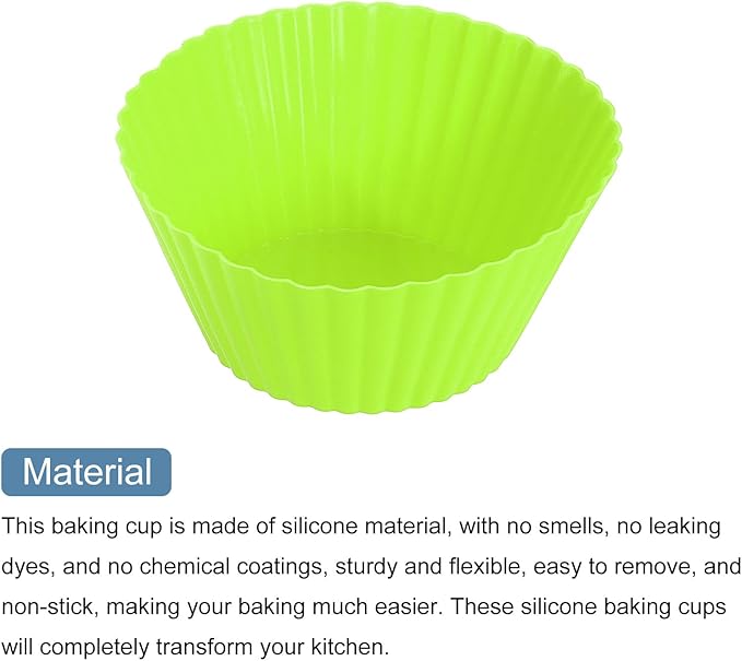 uxcell 42Pcs Silicone Cupcake Liners, Non-Stick Baking Cups, for Cooking Eggs, Baking Muffins and Make a Cake(Green)