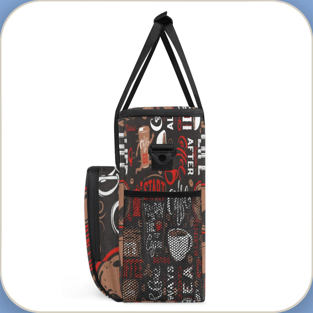 Keurig K-Mini Plus Portable Single Serve Coffee Brewer Case with Pockets for K-cup Pods - Brown and Red Travel Carrying Storage Tote Bag