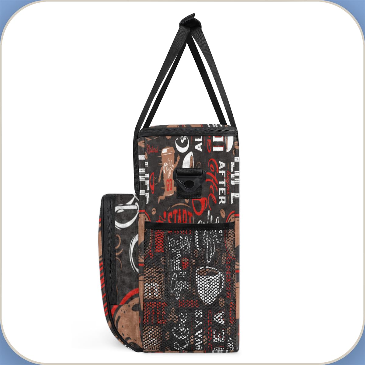 Keurig K-Mini Plus Portable Single Serve Coffee Brewer Case with Pockets for K-cup Pods - Brown and Red Travel Carrying Storage Tote Bag