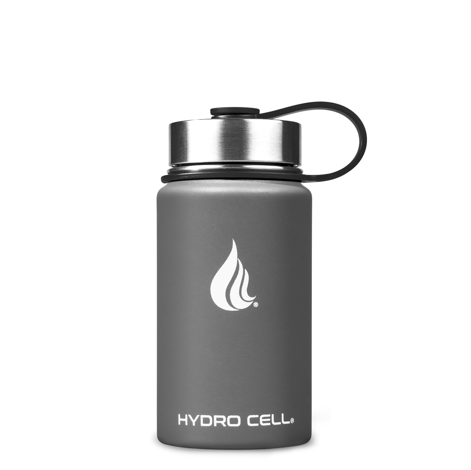 HYDRO CELL Stainless Steel Insulated Water Bottle with Straw - For Cold & Hot Drinks - Metal Vacuum Flask with Screw Cap and Modern Leakproof Sport Thermos for Adults (Graphite 14oz)