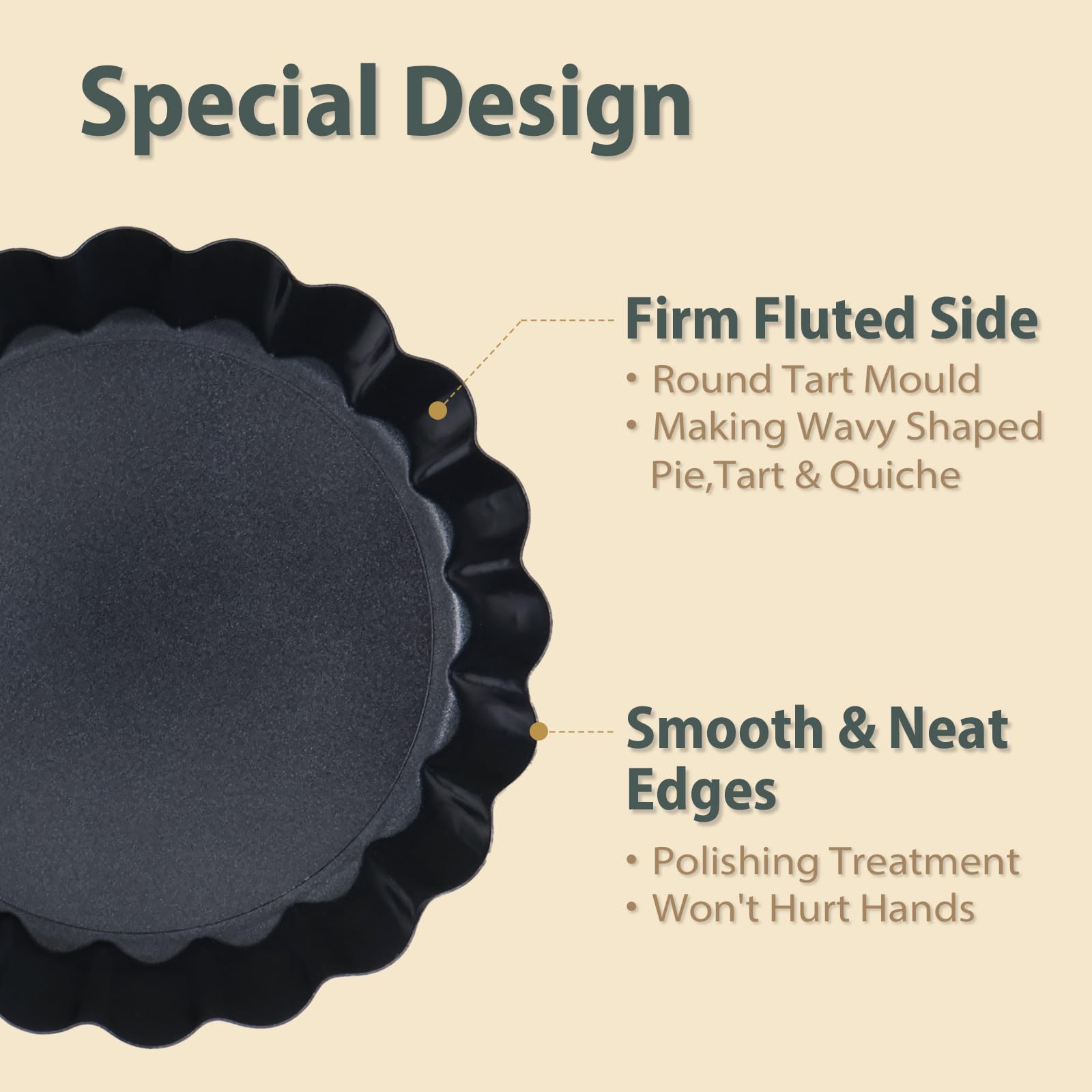 Mini Tart Pans Removable Bottom: Nonstick 4 Inch Quiche Pan Fluted Edge