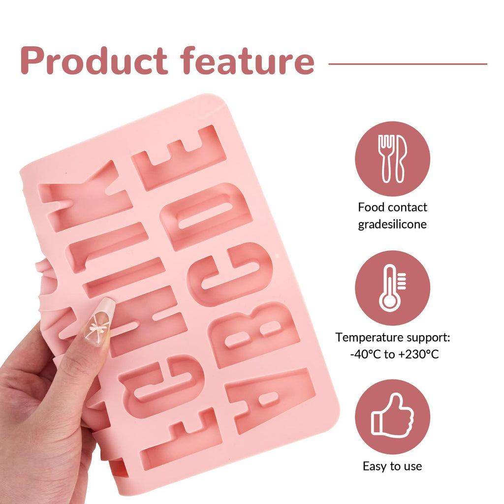 1 Pcs 26 Cavities Silicone Alphabet chocolate letter molds, Letter Molds for Chocolate, Candy, Cake, Biscuit, Large Depth, Easy Release and Clean