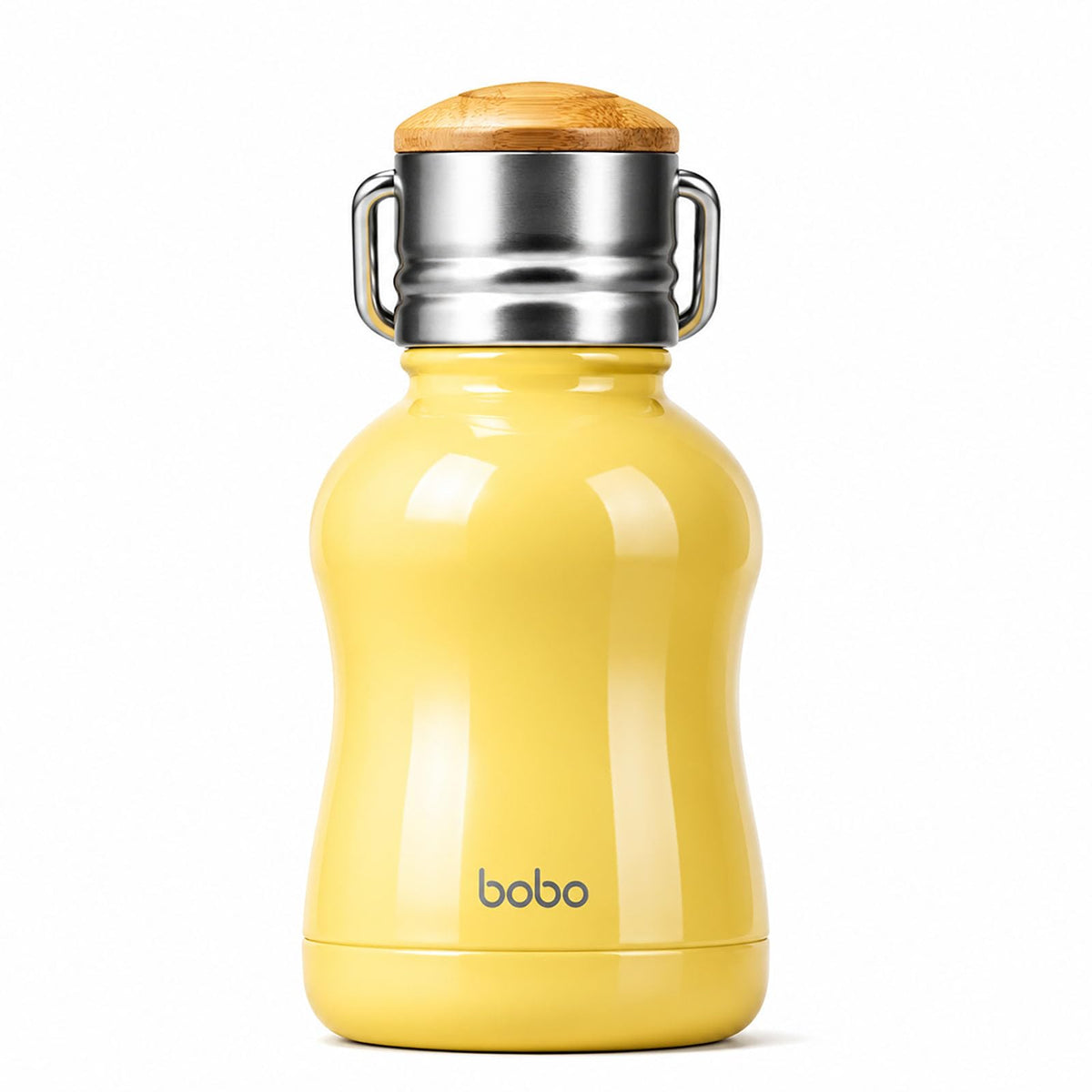 YOHKOH Mini Insulated Water Bottle With Bamboo Lid - 11.8oz Small Vacuum Insulated Water Bottle for Women Kids, 12 Hrs Hot & 24 Hrs Cold Stainless Steel Thermos Leak-Proof BPA-Free (11.8oz,White)