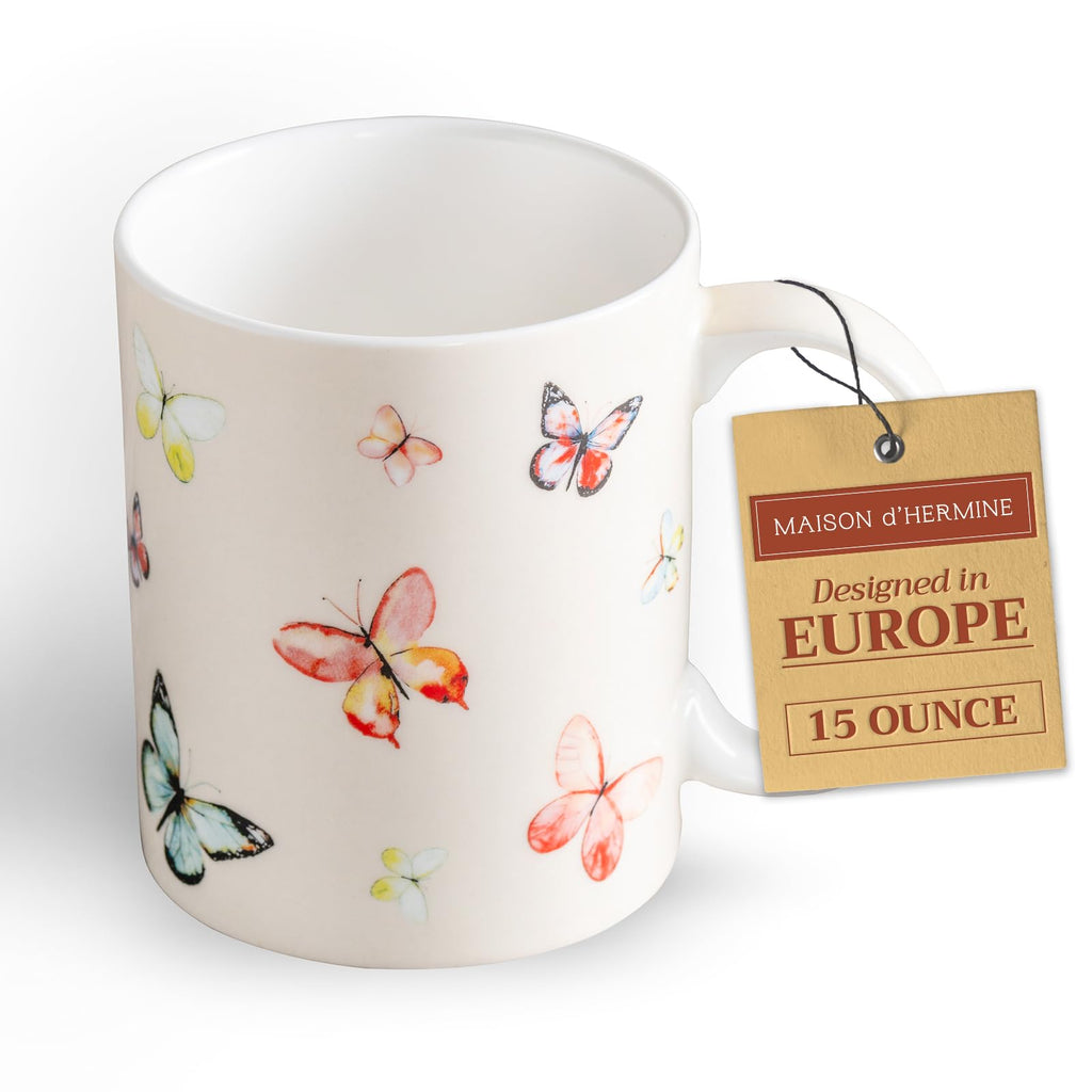 Maison d' Hermine Coffee Mug with Handles Tea Cups (15 Ounce, Pack of 1)