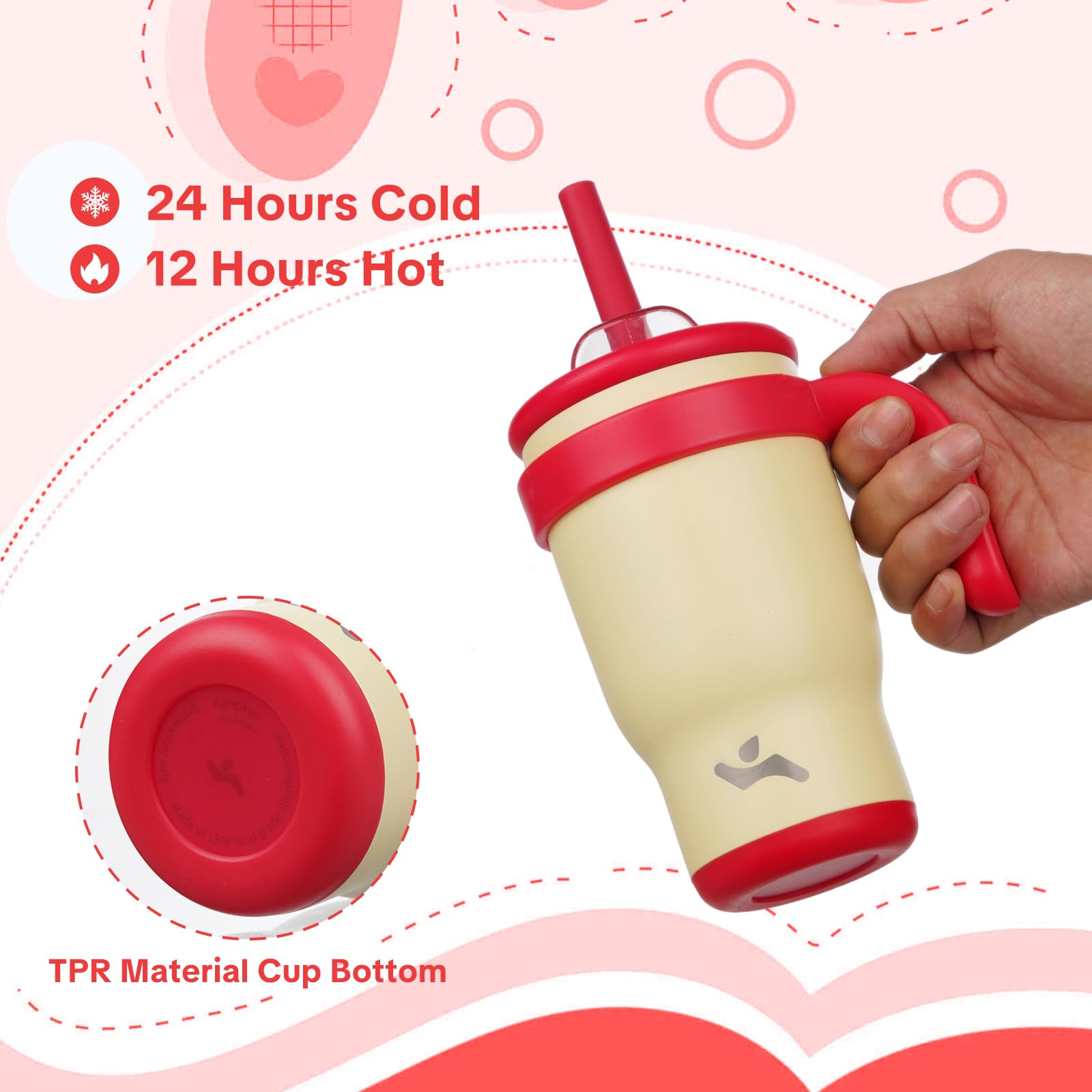Konokyo 14 oz Tumbler with Handle and Straw, Insulated Travel Mug