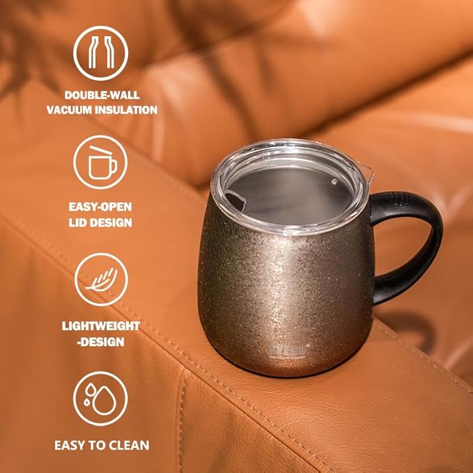 TYESO Office Coffee Mug,Vacuum Insulated Mug Double Wall Stainless Steel Cup (Rose Gold, 16 oz)