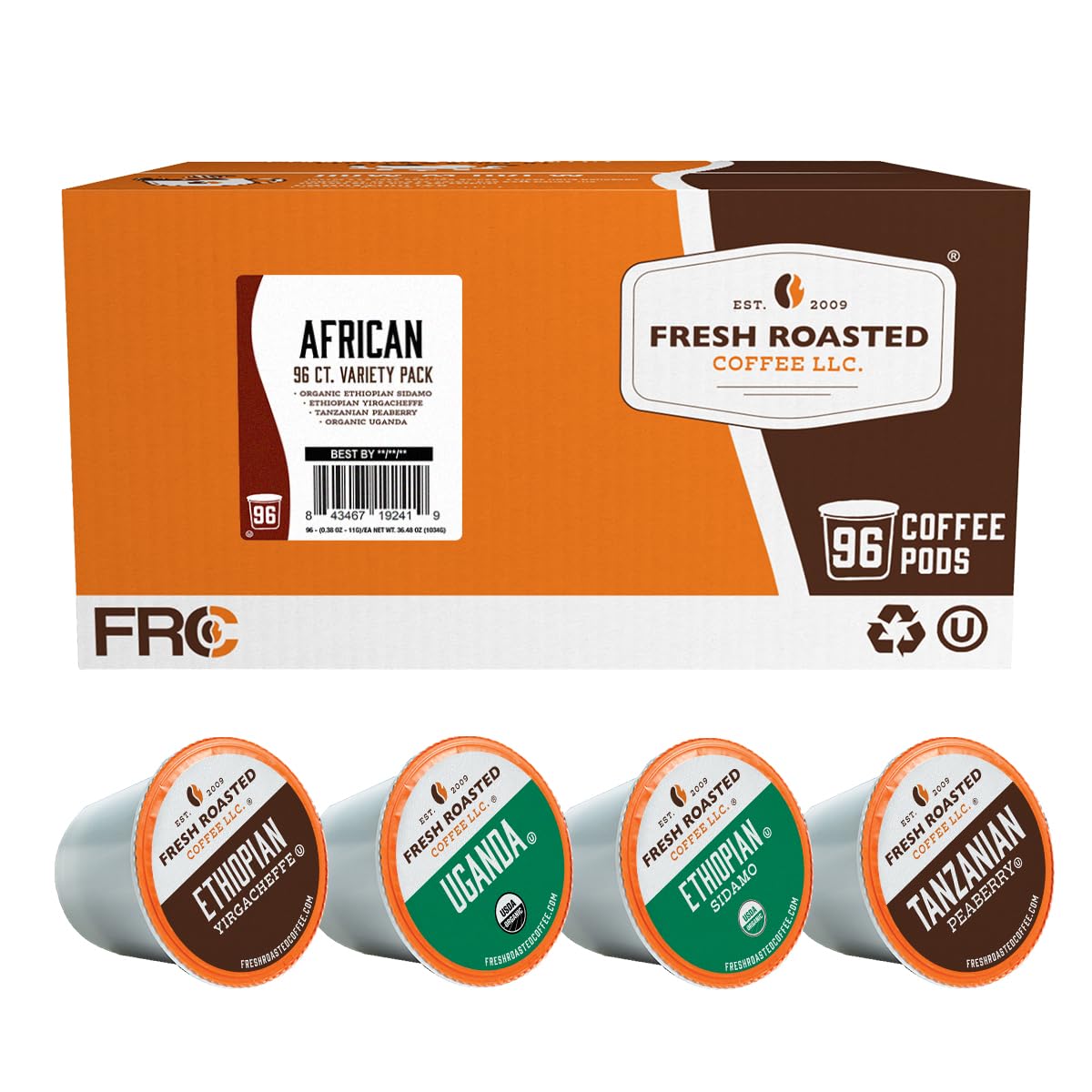 Fresh Roasted Coffee, Organic Bali Blue Moon K-Cup Pods for Keurig Brewers, Medium Roast, USDA Organic, Kosher, 24 Count (Pack of 3)