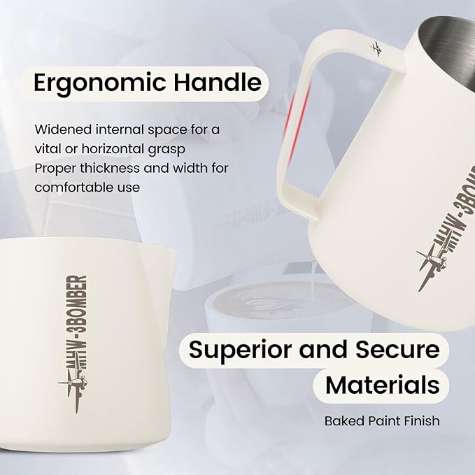 MHW-3BOMBER Milk Frothing Pitcher 16.9oz/500ml Latte Art Pitcher, Espresso Steaming Pitcher with Round Spout, Red P6741R