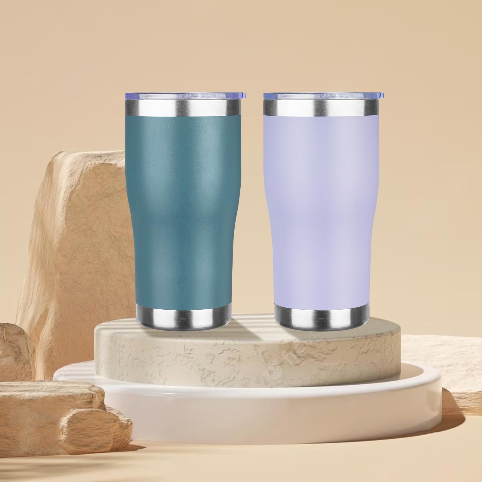 20oz Insulated Tumbler with Lid Straw Travel Coffee Mug Cup (Light/Purple)