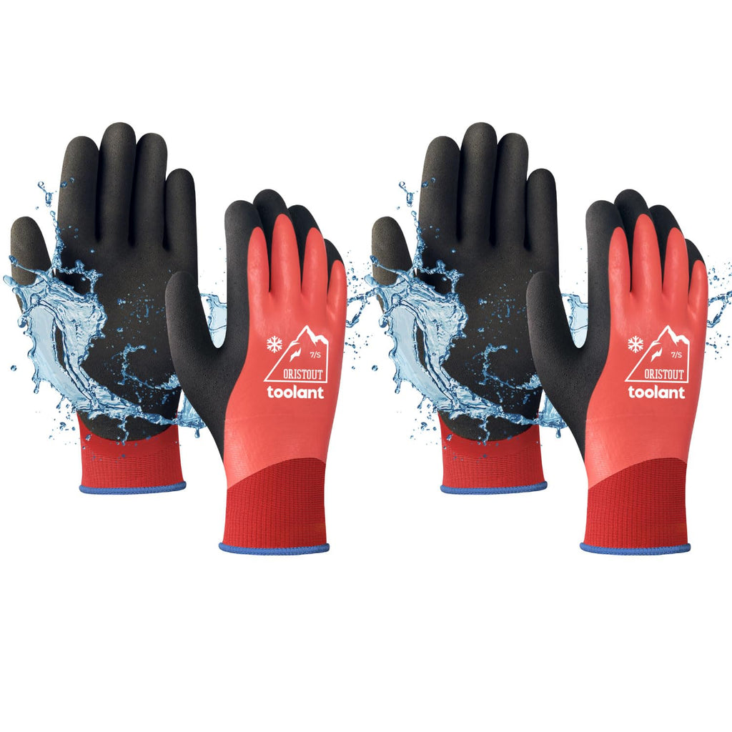 OriStout Waterproof Winter Work Gloves for Men and Women, 2 Pairs, Red, L