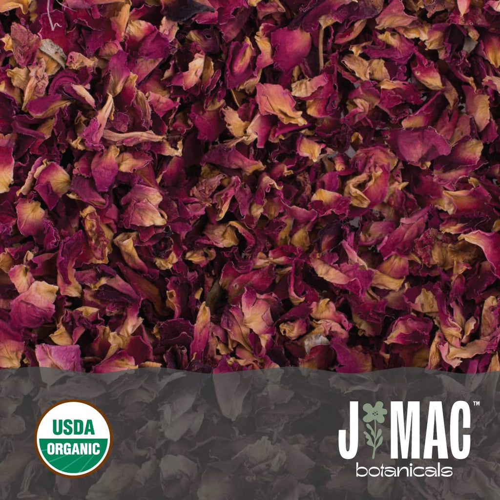 J MAC BOTANICALS Organic Rose Petals, (16 oz) Certified USDA Organic, edible, culinary grade dried petals for herbal tea, cooking and crafts