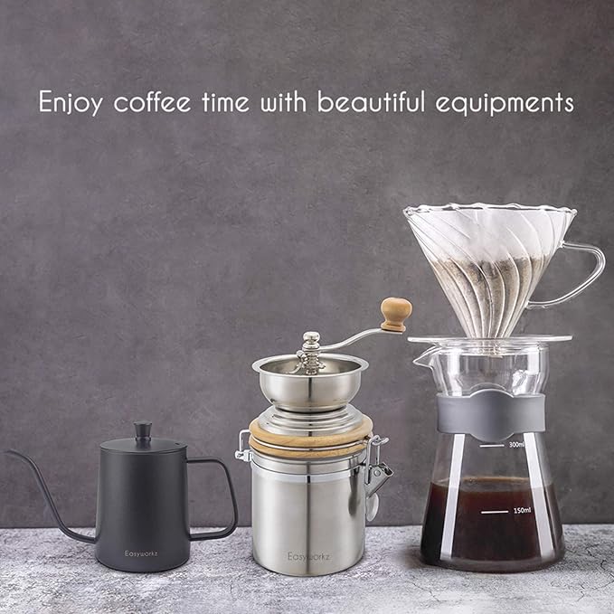 Easyworkz Gage Gooseneck Pour Over Coffee Kettle 12 oz Stainless Steel Hand Drip Coffee Pot With Long Narrow Spout