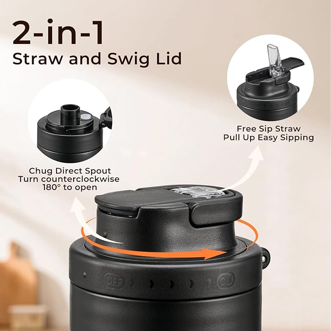 JXXM 2 Pack 49oz Thermal Coffee Carafe and 15oz Insulated Water Bottle, Stainless Steel Vacuum Thermal Carafes and Water Bottle for Keeping Coffee, Tea, Water - Keep 12 Hours Hot, 24 Hours Cold