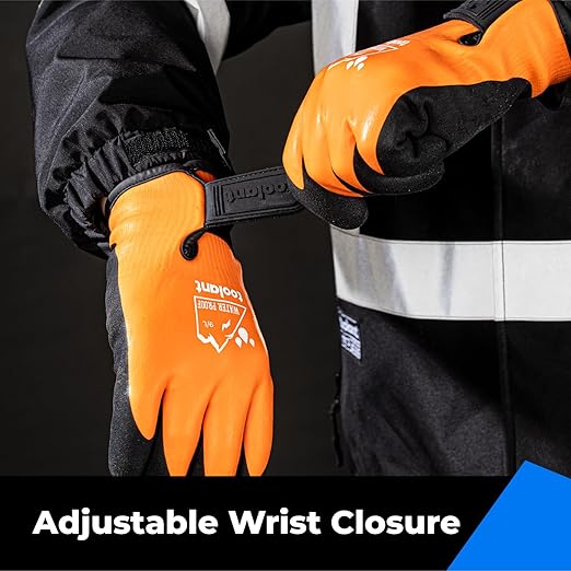 toolant 100% Waterproof Gloves Bulk Pack, 3 Pairs, Winter Work Gloves for Cold Temperature, Touchsreen, Warm Gloves for Freezer, Fishing and Gardening, With Grip, Orange, XX-Large