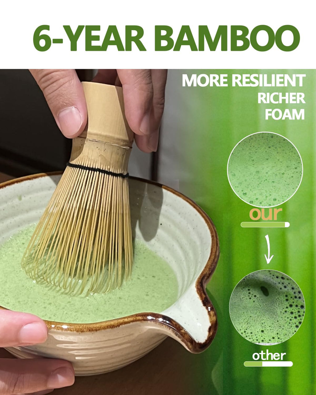Vaiheng Matcha Whisk, Matcha Whisk Set Matcha Bamboo Whisk for Matcha Powder Handcrafted Organic Traditional Japanese Chasen, 100-Prong Matcha Stirrer Wisk Mixer Brush for Authentic Tea Preparation