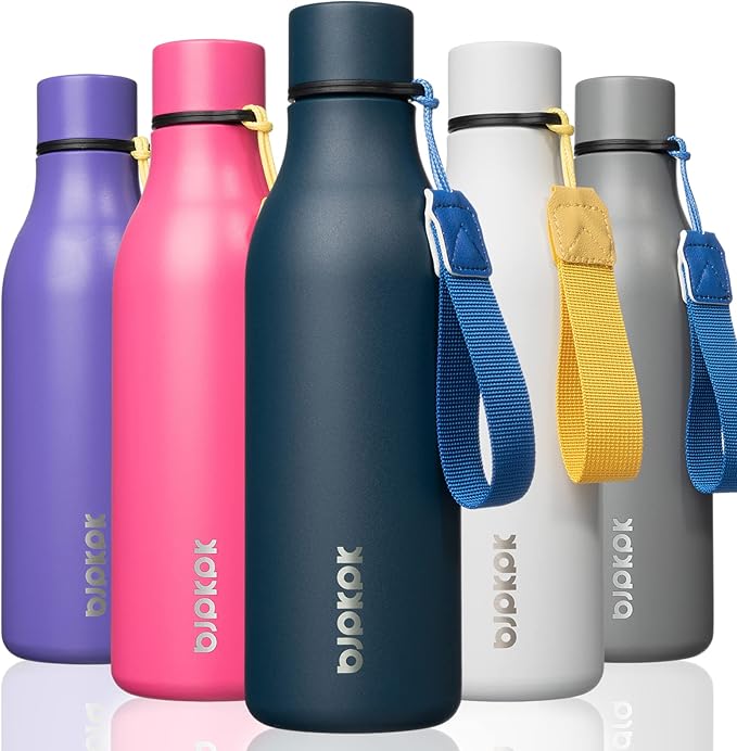 BJPKPK 18oz Insulated Water Bottle, Stainless Steel Bottle with Carry Strap