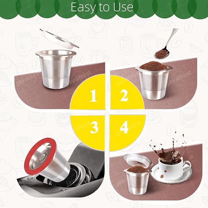 6 Pack Reusable K Cups for Keurig 2.0 & 1.0, 100% Stainless Steel Refillable Coffee Pods – BPA-Free, Ultra-Fine Mesh for Rich Flavor – Includes Scoop & 6 Seals – Eco-Friendly, Gift-Ready