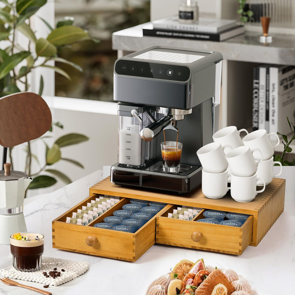 NANXITU K Cup Storage Organizer, Wood Coffee Pod and Tea Bag Holder
