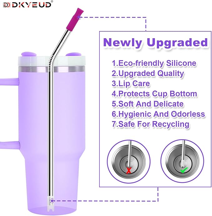 Newly Upgraded 10.5In Metal Straws Reusable Set 6 PCS with12 Silicone Accessories, 2 Straw Brush, 1 Storage Case, BPA Free, Eco-Friendly Stainless Steel Straws for 14, 20, 30,40 oz Tumbler