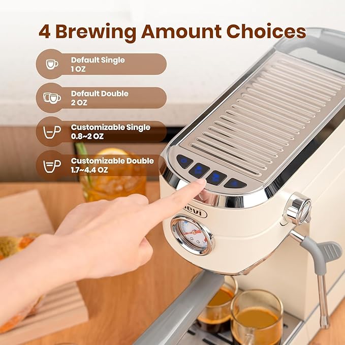 Gevi Espresso Machine 20 Bar with Grinder, Professional Espresso Maker with 35 Precise Grind Settings Burr Coffee Grinders Combos, Super-Automatic Espresso Machines, Gift for Coffee Lover