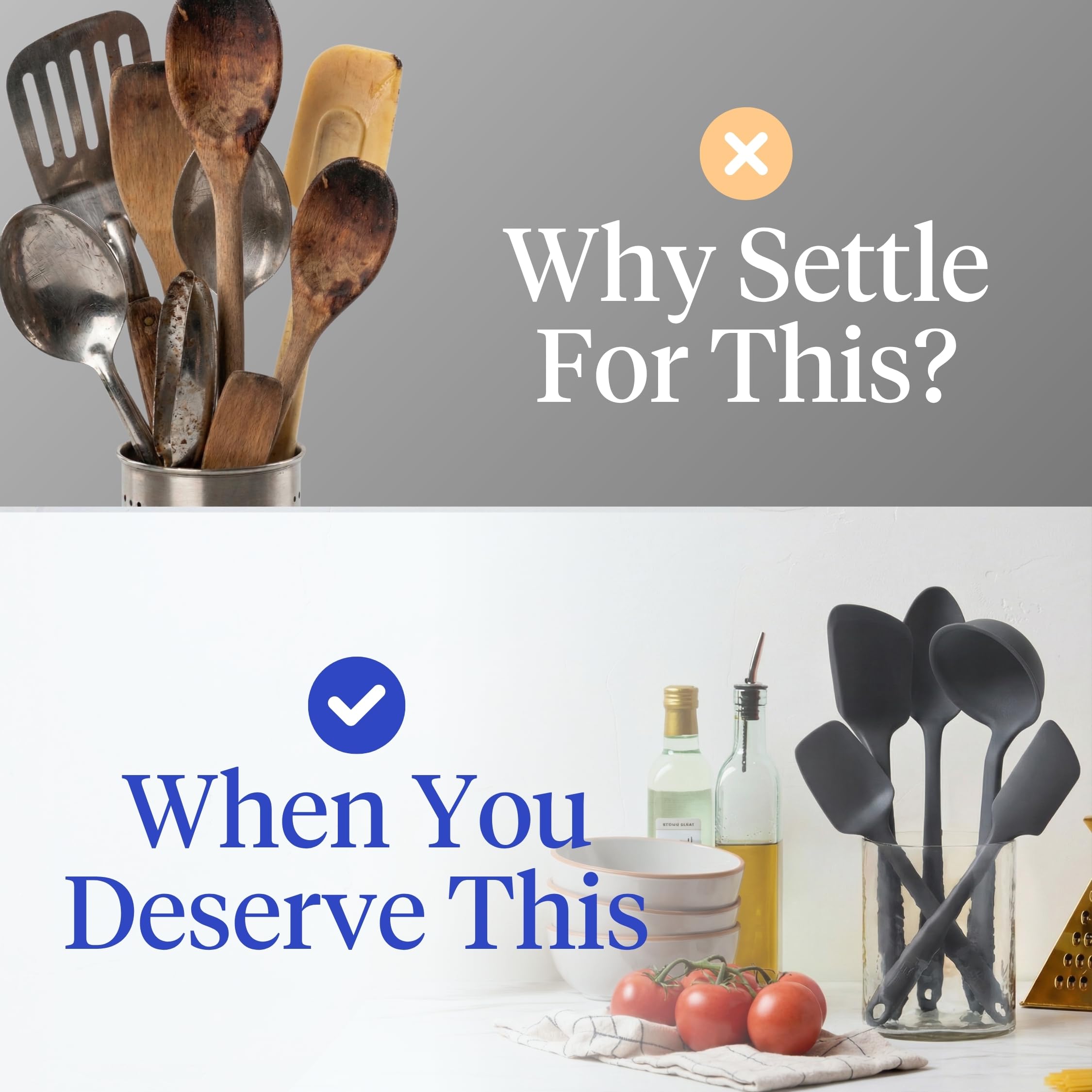 GIR 5-Piece Silicone Kitchen Utensils Set, Non-Toxic Cooking Utensils for Cooking and Baking, Heat Resistant, Food Grade, Dishwasher Safe Rubber Spatula, Ladle, Spoon - Charcoal