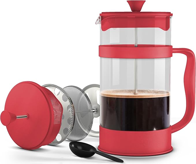 Utopia Kitchen 12 oz Glass French Press, French Press Coffee Maker, Tea Press, Triple-Layer Filter for Smooth Brew, Heat-Resistant Borosilicate Glass, Stainless Steel Plunger
