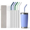Diumepo 8.5" Metal Straws Reusable for 20 oz Tumbler, 5 Pcs Stainless Steel Drinking Straws for Yeti/RTIC/CIVAGO 20 oz Tumblers, 1 Portable Bag