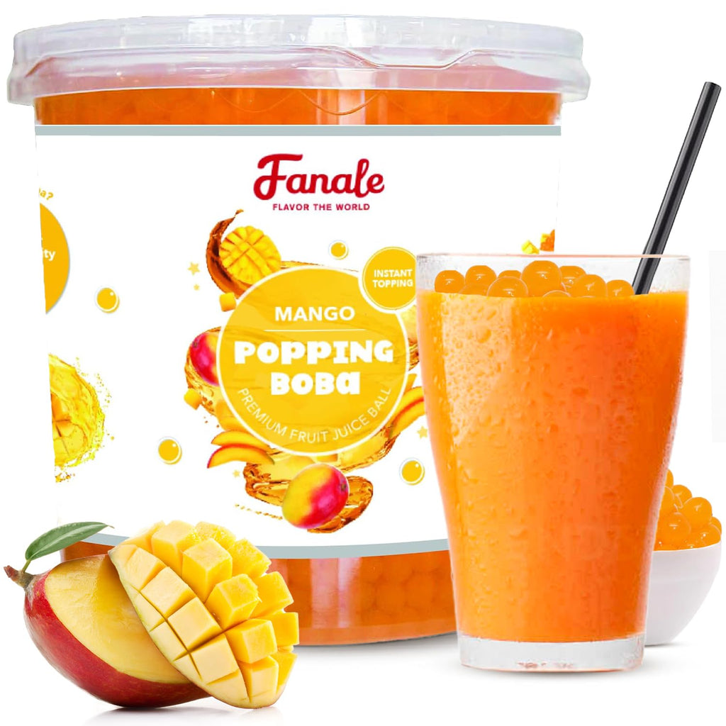 Fanale Mango Fruit Popping Boba Pearls for Bubble Tea and Drinks, 7lb,4Pack