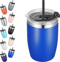 VEGOND Stainless Steel 12 oz Tumblers bulk Vacuum Insulated Double Wall Travel Tumbler with Lid and Straw Reusable Tumbler, Royal Blue 1 Pack