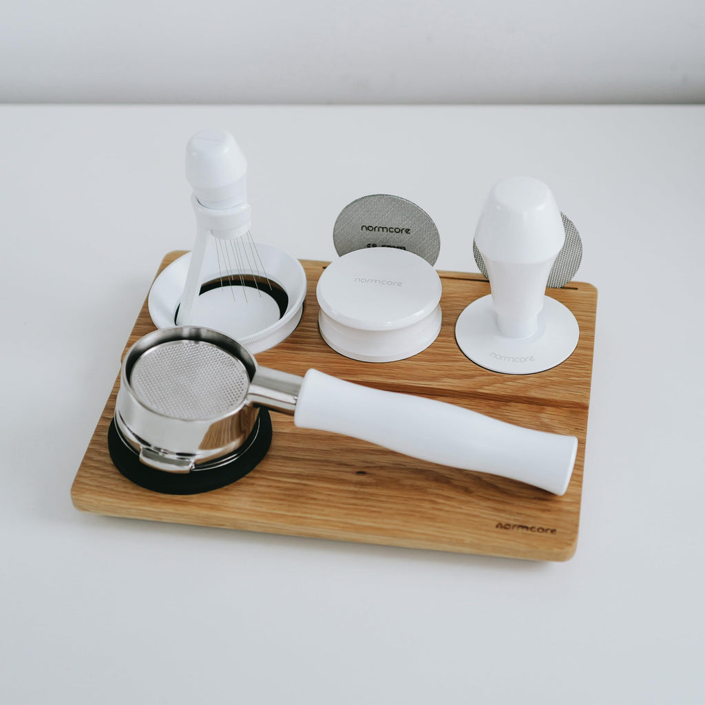 Normcore Tamping Mat - Natural OAK Espresso Tamping Station - Coffee Tamper Holder Mat Portafilter Mat For Baristas - Patent Pending - Solid American White OAK Wood