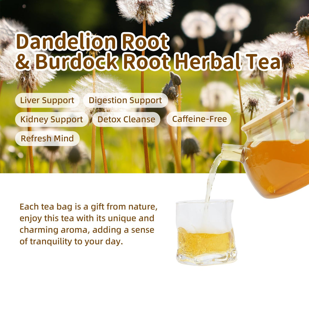 HANFANGLING Roasted Dandelion Burdock Root Herbal Tea-Detoxifying,Supports Gentle Liver/Kidney/Intestinal Caffeine-Free Coffee Alternative Detoxification,20 Count,(5.64oz 160g)