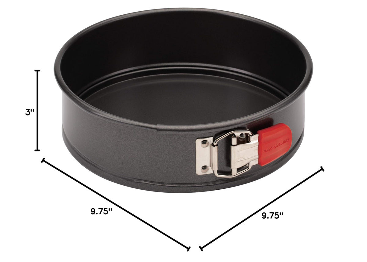 Rachael Ray 47964 Oven Lovin' Nonstick Bakeware Springform Baking Pan With Grips / Nonstick Springform Cake Pan With Grips / Nonstick Cheesecake Pan With Grips, Round - 9 Inch, Gray