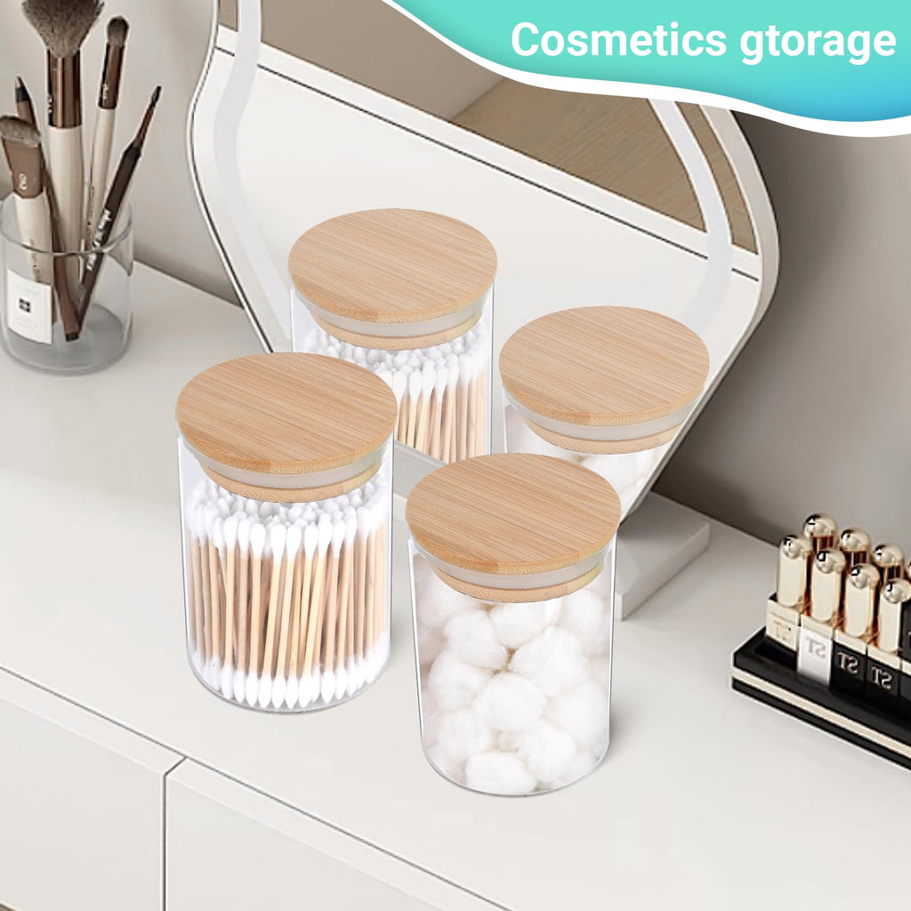 BKYFPQ 2 Pack Glass Qtip Holder Dispenser for Cotton Ball,Swab,Pads,Floss