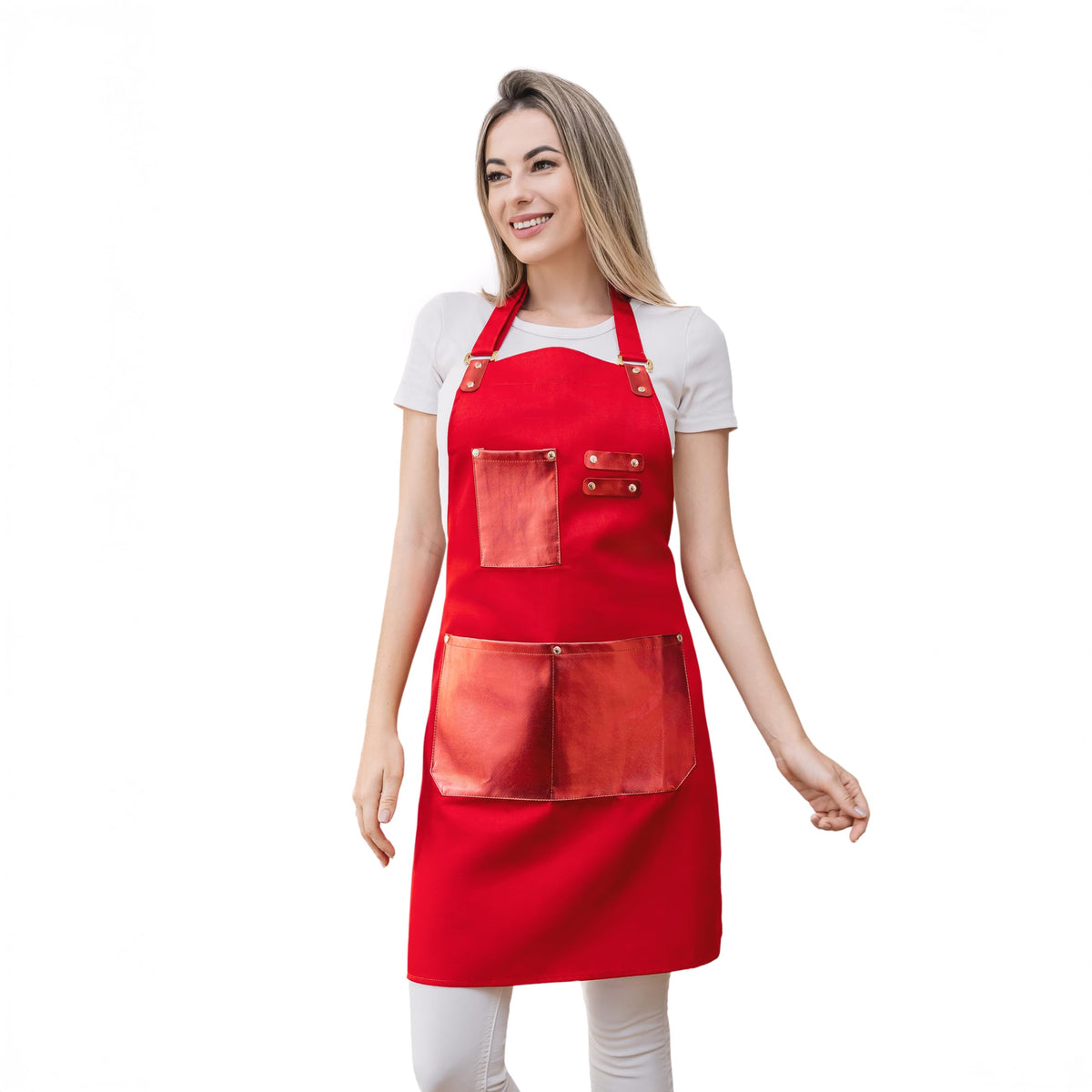 CapeshionPro Barista Tools Apron for Women Hairstylists Servers Waterproof Canvas Kitchen Apron with 3 Pockets for Cooking Gardening, Black