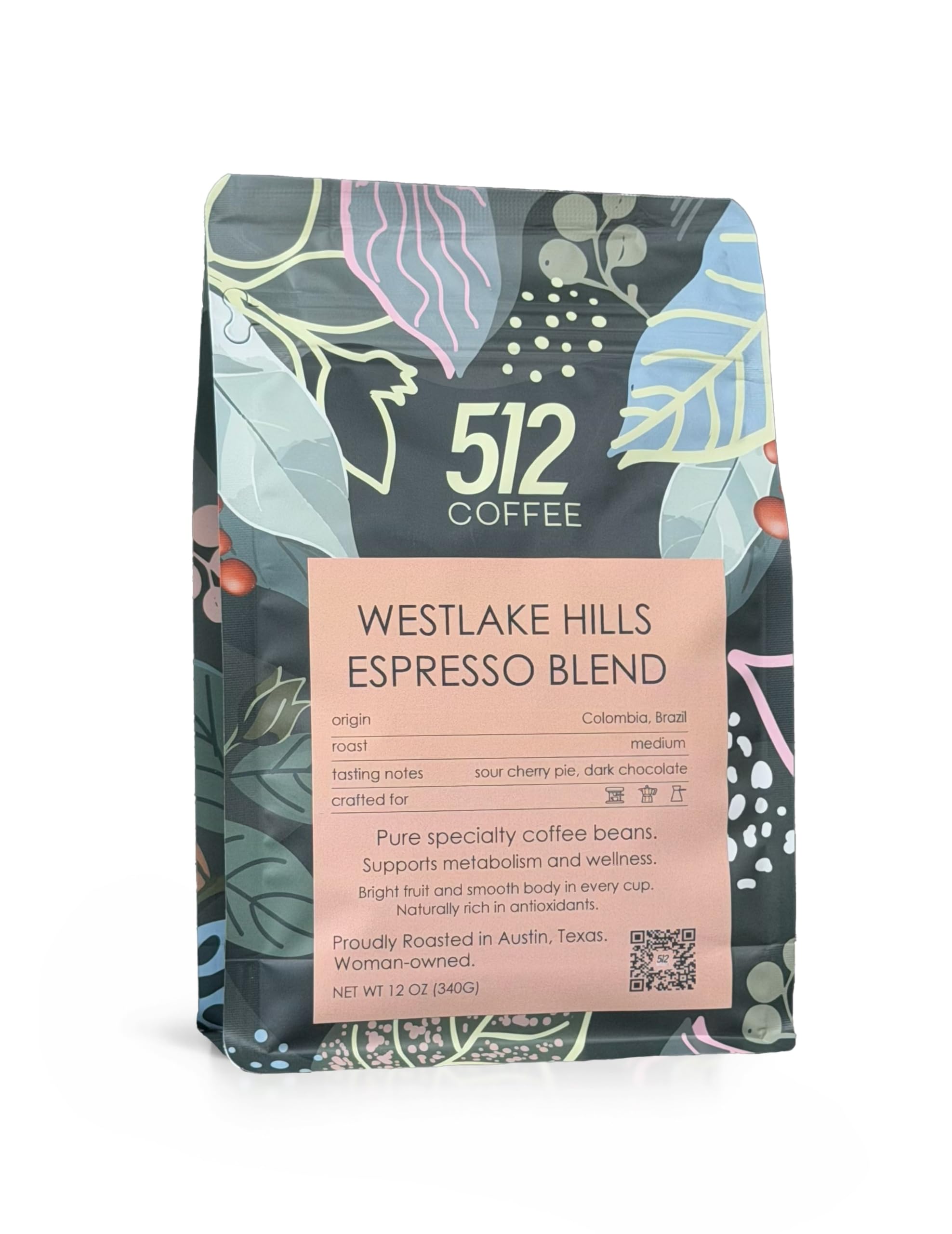 512 Coffee – Specialty Premium Smooth Medium Roast Whole Bean – Westlake Hills Espresso Blend – Balanced Chocolate & Sour Cherry for espresso machine coffee latte cappuccino barista quality